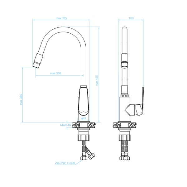 Μπαταρία νεροχύτη Elza Chrome/Γκρι BKE_962D